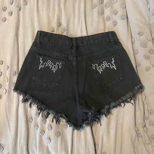 NWOT Black Flame Denim Shorts